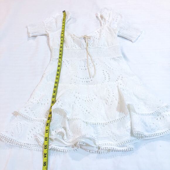 Alice and Olivia Crawford White Eyelet Mini Ruffle Dress - Picture 10 of 12